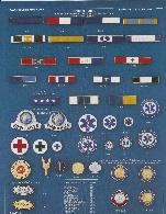 Fire and EMS service bars, badge center seals, and insignia, firefighter, communications, district chief, fire chief, emergency medical technician, lieutenant, captain, safety officer, EMT, cross, rhodium, nickel, gold plate
