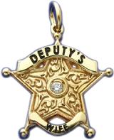10K OR 14K YELLOW GOLD 5 POINT STAR DEPUTY BADGE CHARM PENDANT JEWELRY