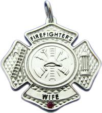 Maltese Cross firefighter badge pendant charm in white gold or sterling silver