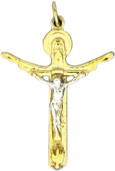 TWO TONE STERLING SILVER OR 14K GOLD HOLY TRINITY CRUCIFIX