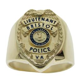 10k or 14k Yellow Gold Police Officer Department Ring New Men's Sterling Silver