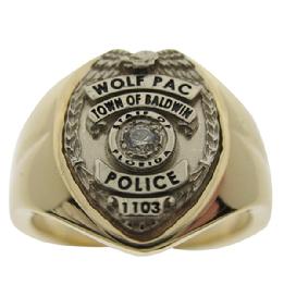 10k or 14k Yellow Gold Police Officer Department Ring New Men's Sterling Silver