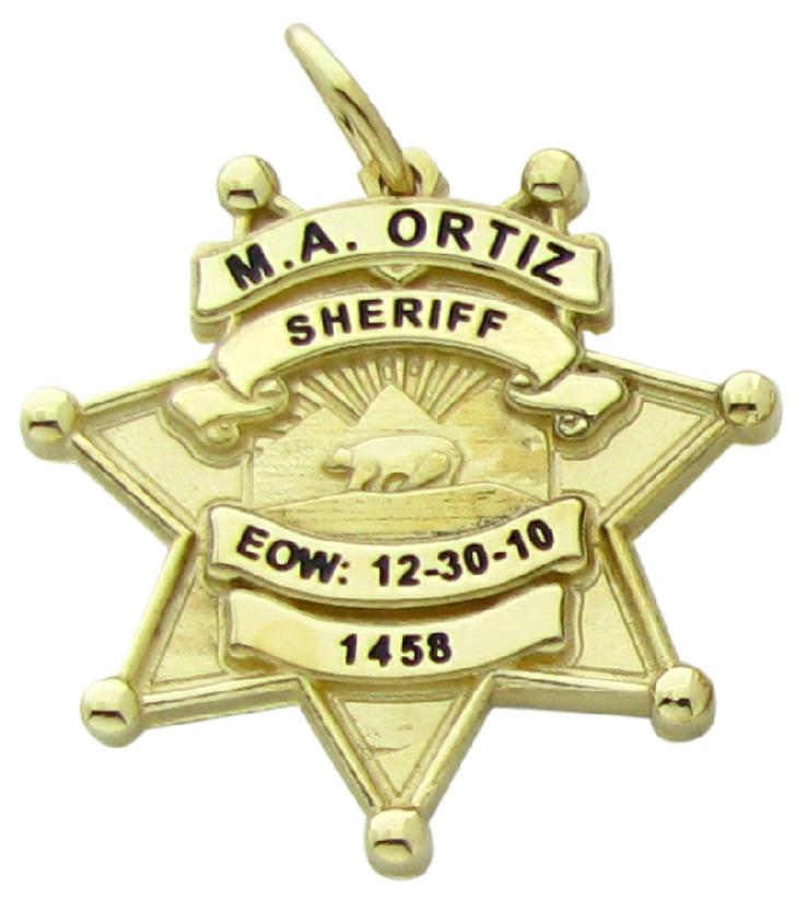 Alameda County Sheriff's badge pendant in 10k yellow gold