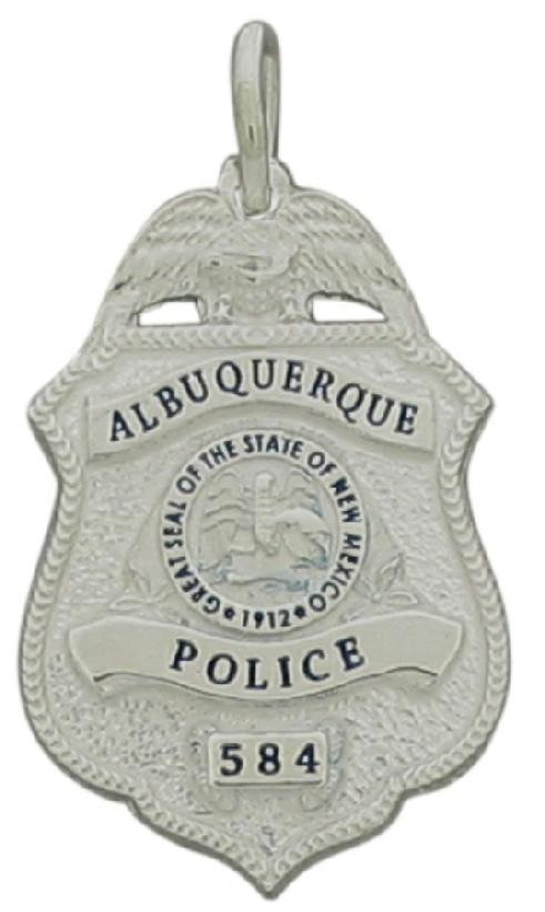 Albuquerque New Mexico NM police officer badge pendant in sterling silver