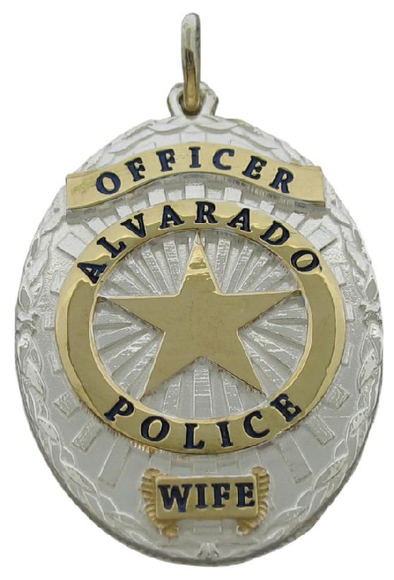 Custom Alvarado, Texas Police Officer badge pendant.