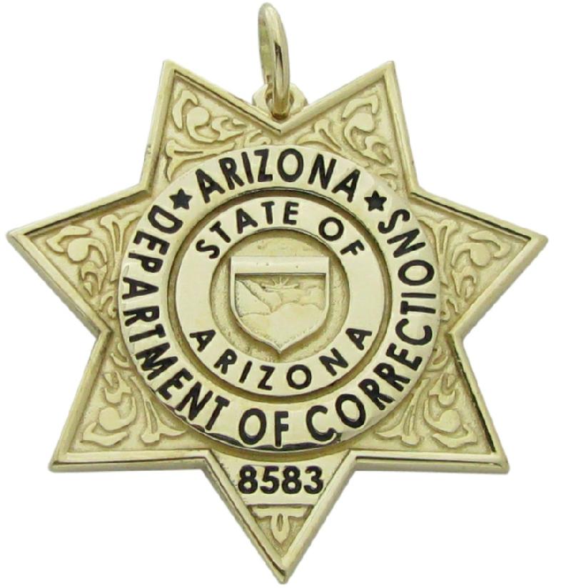 Arizona Department of Corrections DOC badge pendant in 10k gold