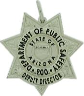 Arizona Department of Public Safety DPS Deputy Director badge pendant in sterling silver customized with Officer's rank and badge number