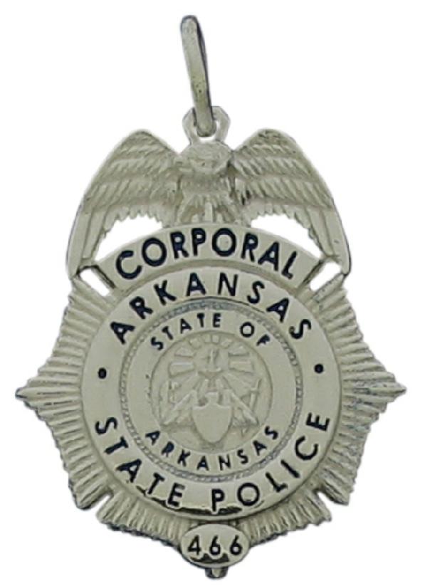 Arkansas State Police badge pendant in sterling silver