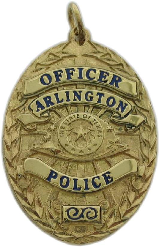 Arlington, Texas TX Police custom mini-badge pendant in gold plated sterling silver
