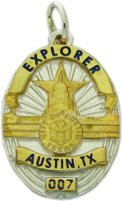 Austin, Texas TX police badge custom charm pendant in gold plated sterling silver