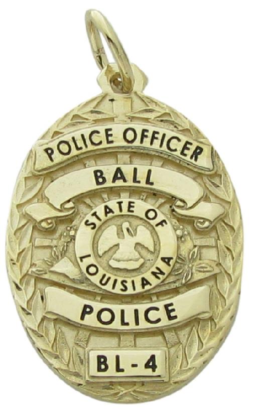Ball, Louisiana LA Police Officer badge pendant in 10k gold