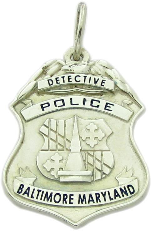 Baltimore, Maryland MD custom police detective badge pendant charm sterling silver