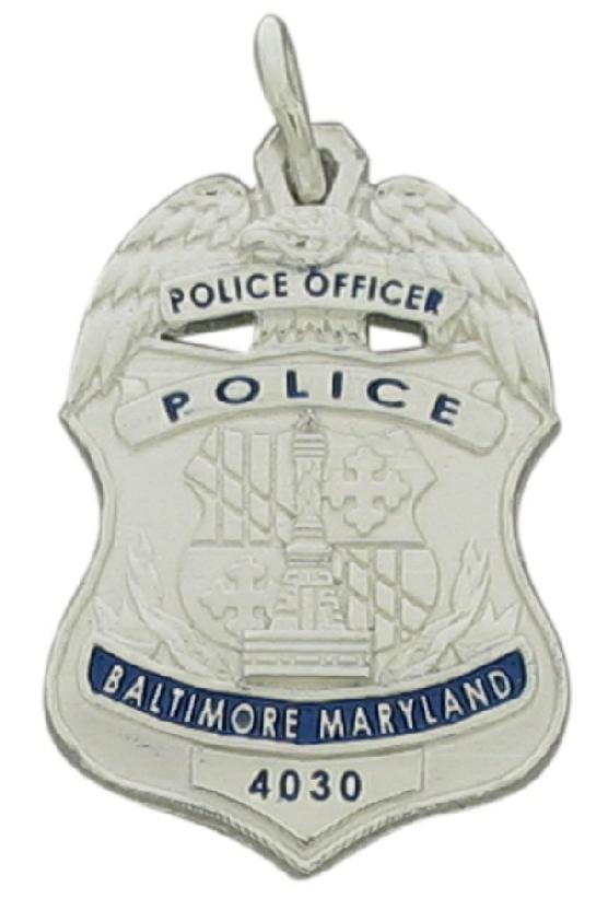 Baltimore, Maryland MD police officer badge pendant in sterling silver