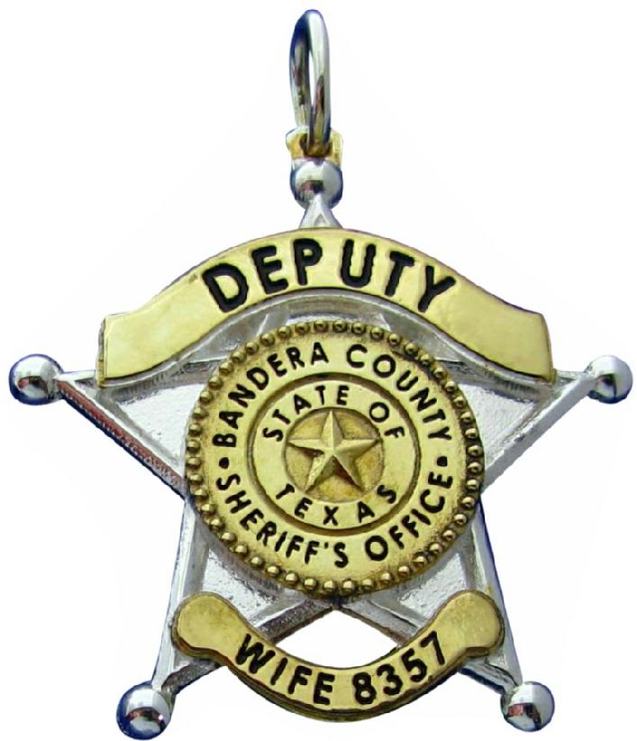 Custom Bandera County Sheriff Deputy badge pendant