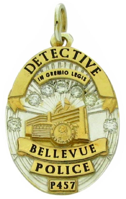 Custom Bellevue Police Officer badge pendant