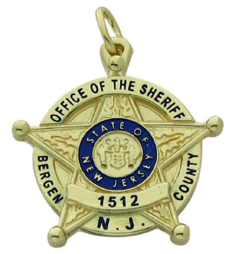 Bergen, New Jersey NJ Sheriff's Deputy badge pendant in sterling silver