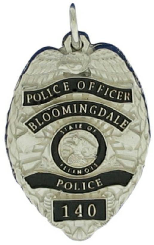 Bloomingdale, Illinois IL police badge pendant in sterling silver