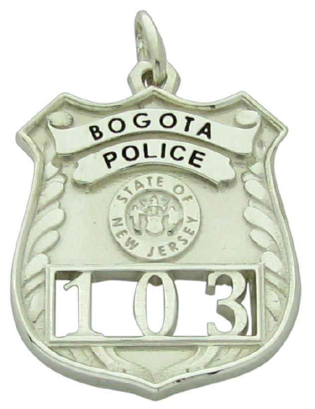 Bogota, Illinois IL police badge pendant in sterling silver