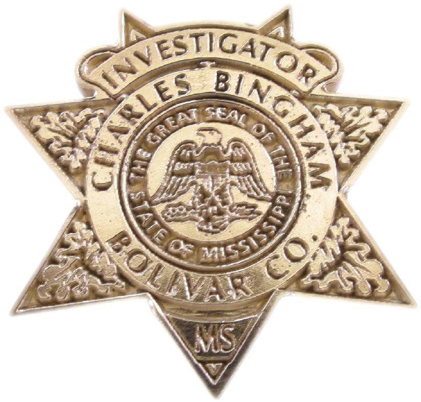 Bolivar, Mississippi MS Sheriff Investigator custom badge lapel pin in 14k gold
