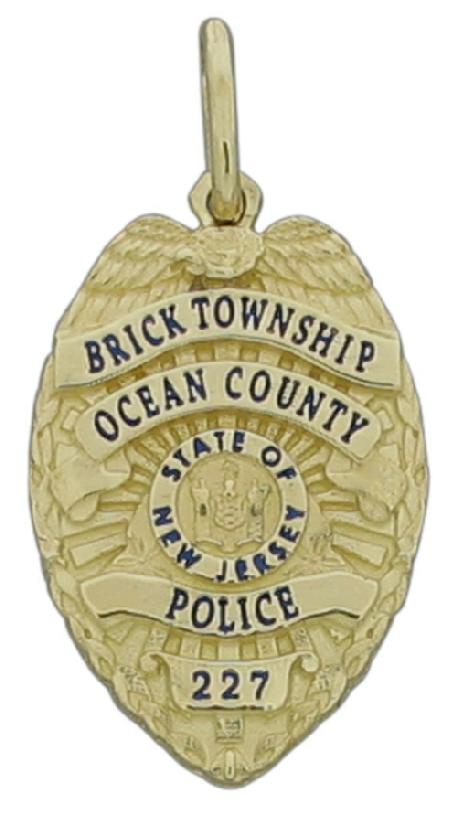Brick Twp., Ocean County, New Jersey NJ police badge pendant in bronze