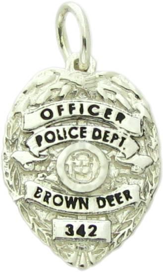 Brown Deer, Wisconsin WI custom police badge pendant sterling silver