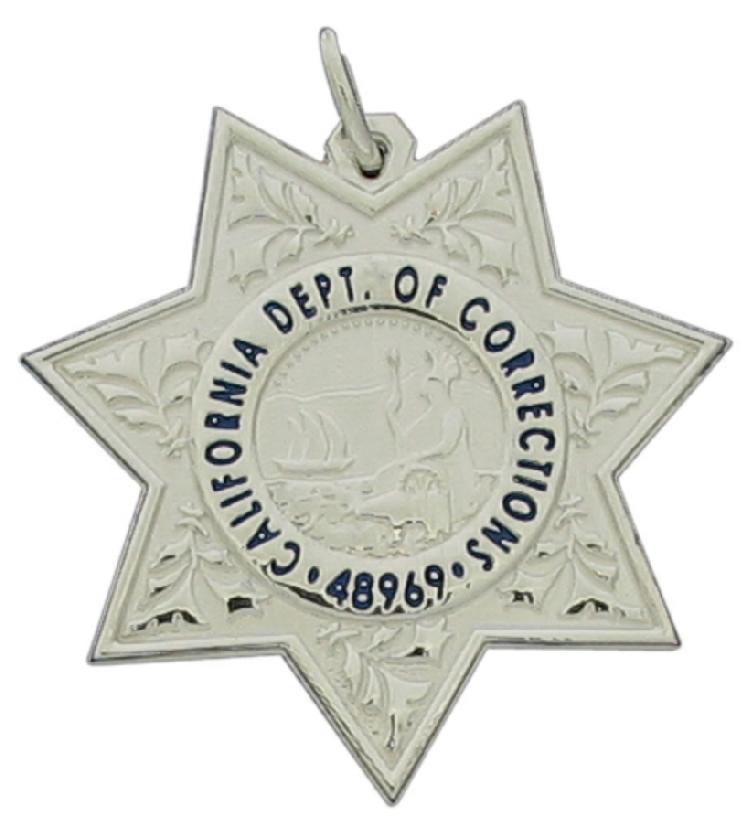 California Department of Corrections DOC Officer badge pendant, sterling silver