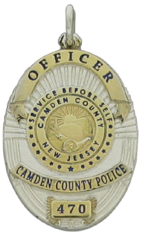 Camden Co., New Jersey NJ Police badge pendant, sterling silver
