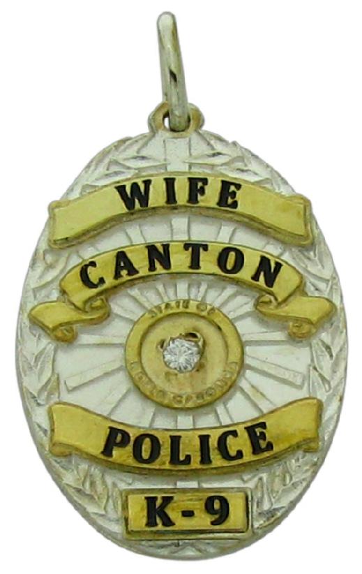 Canton, North Carolina NC Police Officer badge pendant, sterling silver