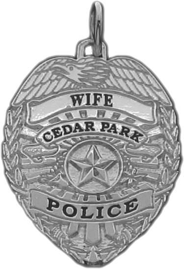 Cedar Park, TexasTX Police Officer custom badge charm pendant in sterling silver