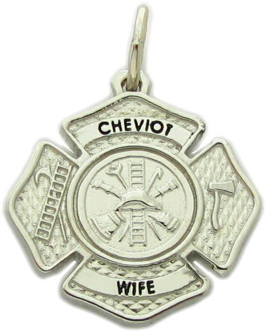 Cheviot, Ohio OH fire department wife's badge pendant 10k white gold