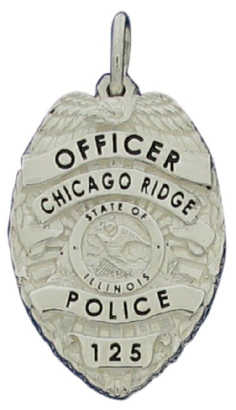 Chicago Ridge, Illinois IL police officer badge pendant in sterling silver