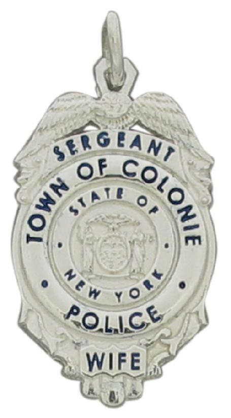 Colonie, New York NY police sergeant badge pendant in sterling silver