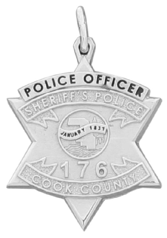 Cook Co., Illinois IL Sheriff's Police badge pendant in sterling silver