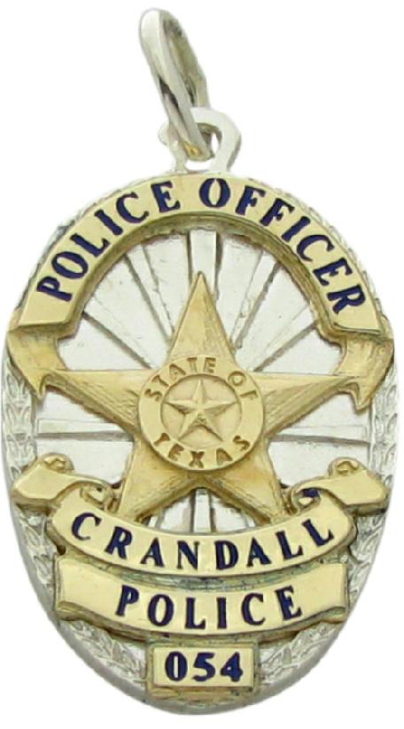 Custom Crandall Police Officer badge pendant