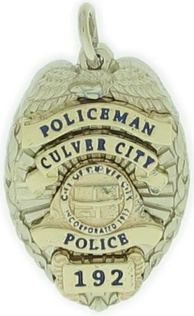 Culver City CA Police Officer badge pendant in 14k gold.