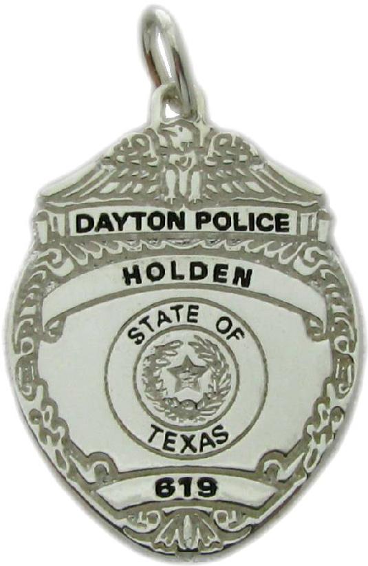 Dayton, Texas TX Police Officer custom badge charm pendant in sterling silver