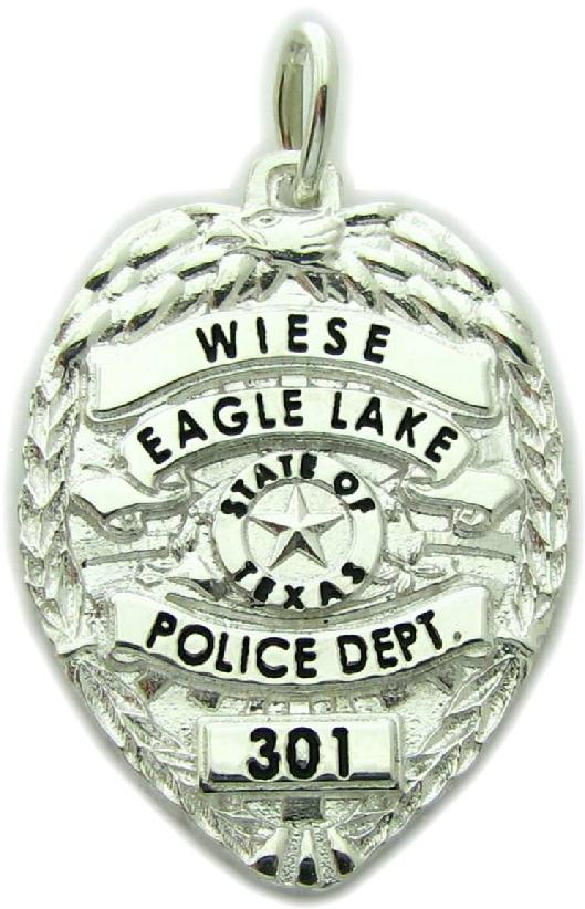 Eagle Lake, Texas TX Police Officer custom badge pendant in sterling silver