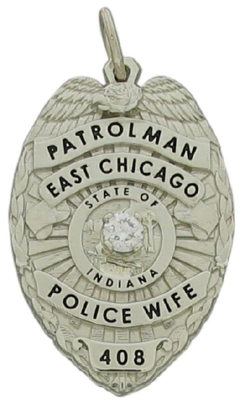 East Chicago, Indiana IN Police badge pendant in 10k gold with diamond