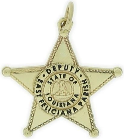 East Feliciana Parish LA Sheriff's Deputy custom badge pendant in yellow bronze.