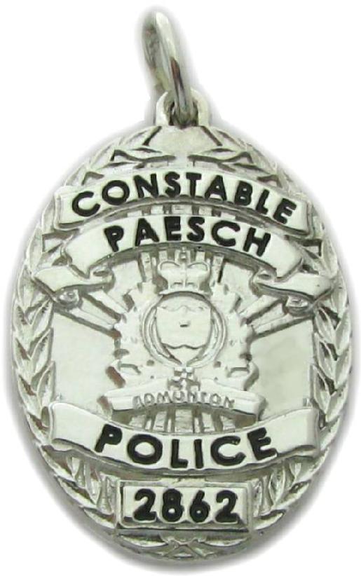 Edmonton, Alberta, Canada Police Service Constable custom badge pendant charm in sterling silver