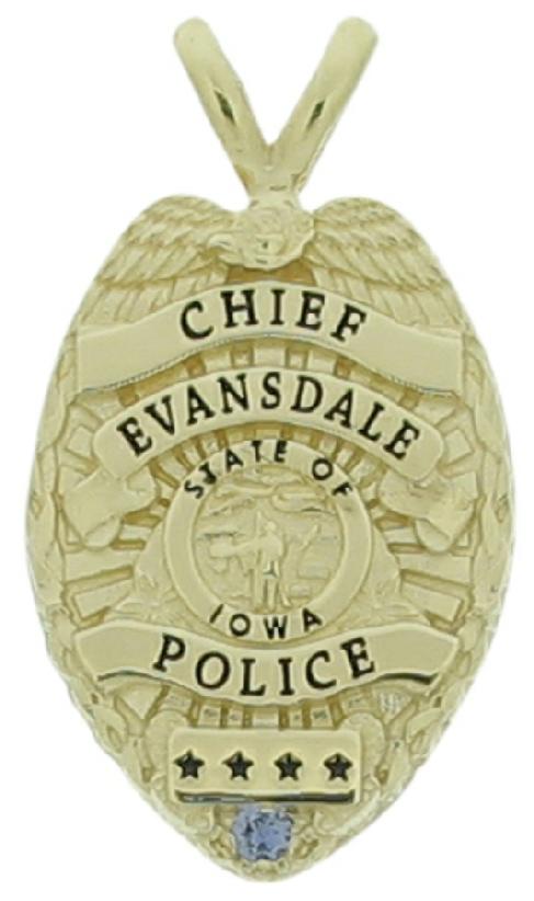 Evansdale, Iowa IA Police Chief badge pendant