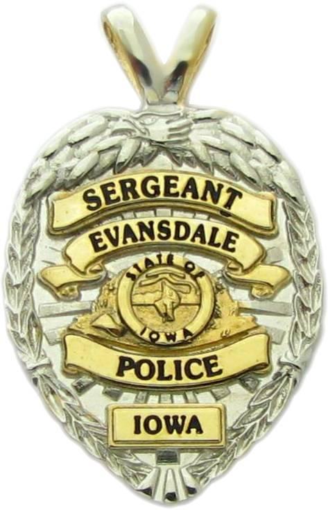 Evansdale, Ohio OH 10k white gold custom badge pendant