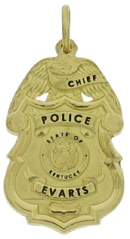 Evarts, Kentucky KY Police Chief memorial badge pendant