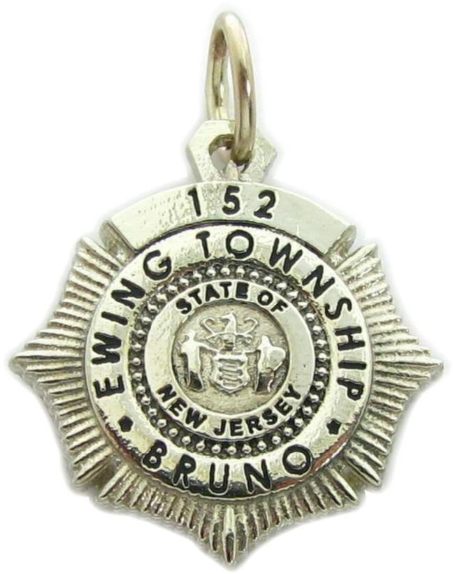 Ewing Township, New Jersey NJ Police Officer custom badge charm pendant in 10k yellow gold