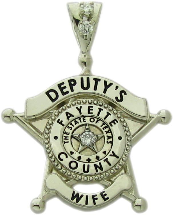 Fayette County, Texas TX Sheriff Deputy 10k gold custom badge pendant daimond center