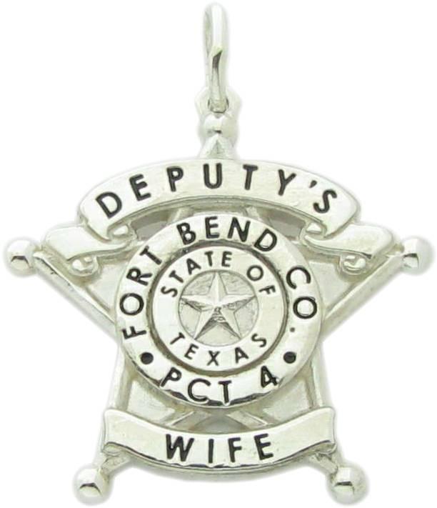 Custom Fort Bend County, Texas Precinct 4 Deputy Constable badge pendant in sterling silver.