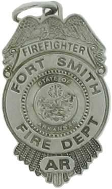 Fort Smith, Arkansas AR Fire Firefighter custom badge pendant in sterling silver (original 2D design)