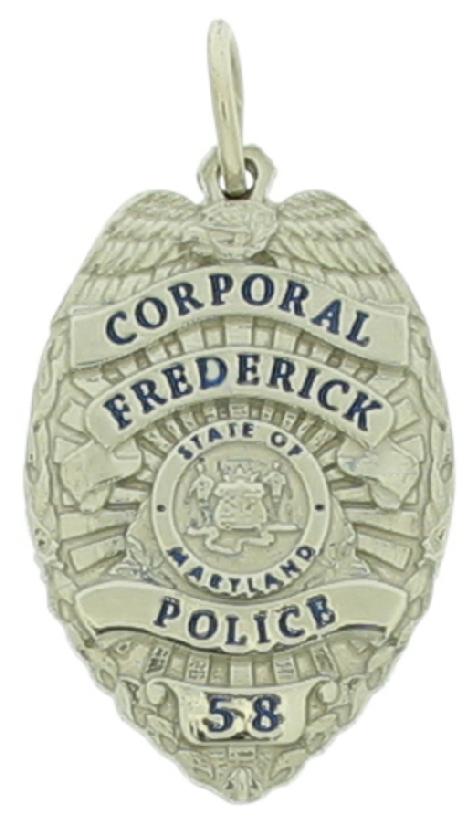 Custom Frederick Police Corporal badge pendant