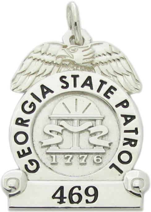 Custom Georgia State Patrol badge pendant in sterling silver.