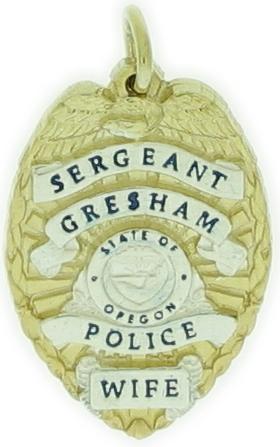 Gresham OR Police Sergeant custom badge pendant in sterling silver.